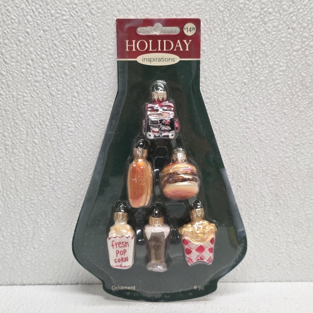 Jo-ann Junk Food Glass Christmas Ornaments Sealed NOS 6 Pieces
